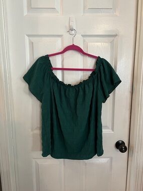SHEIN Emerald Off-Shoulder Peasant Top